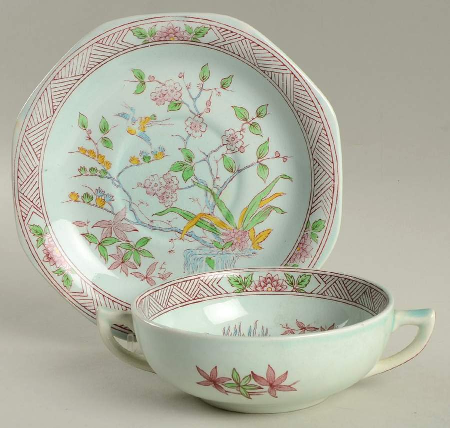 Ming Toi Flat Cream Soup Bowl & Saucer Set by Adams China-1