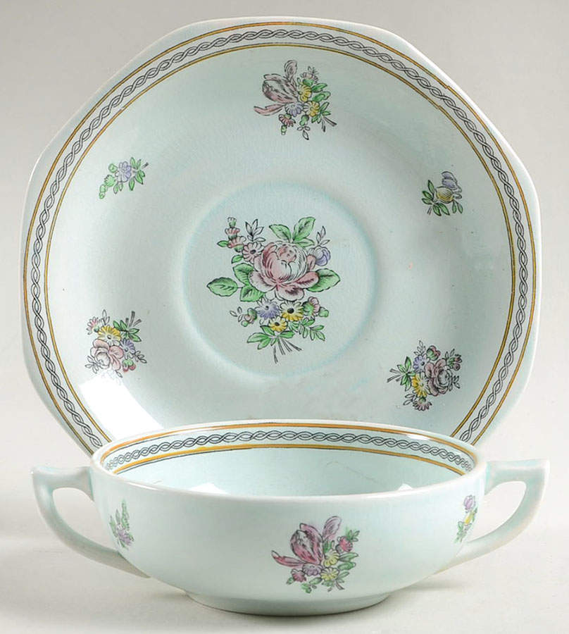 Nanking Flat Cream Soup Bowl & Saucer Set by Adams China-1