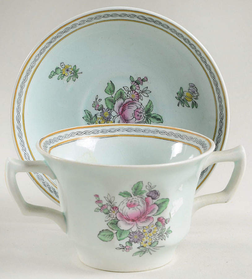 Nanking Flat Bouillon Cup & Saucer by Adams China-1