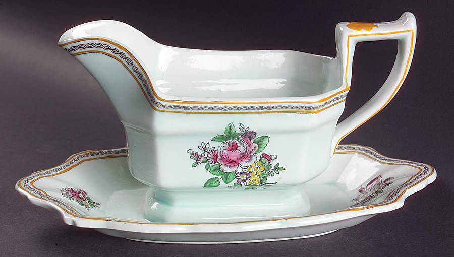 Nanking Gravy Boat with Attached Underplate by Adams China-1