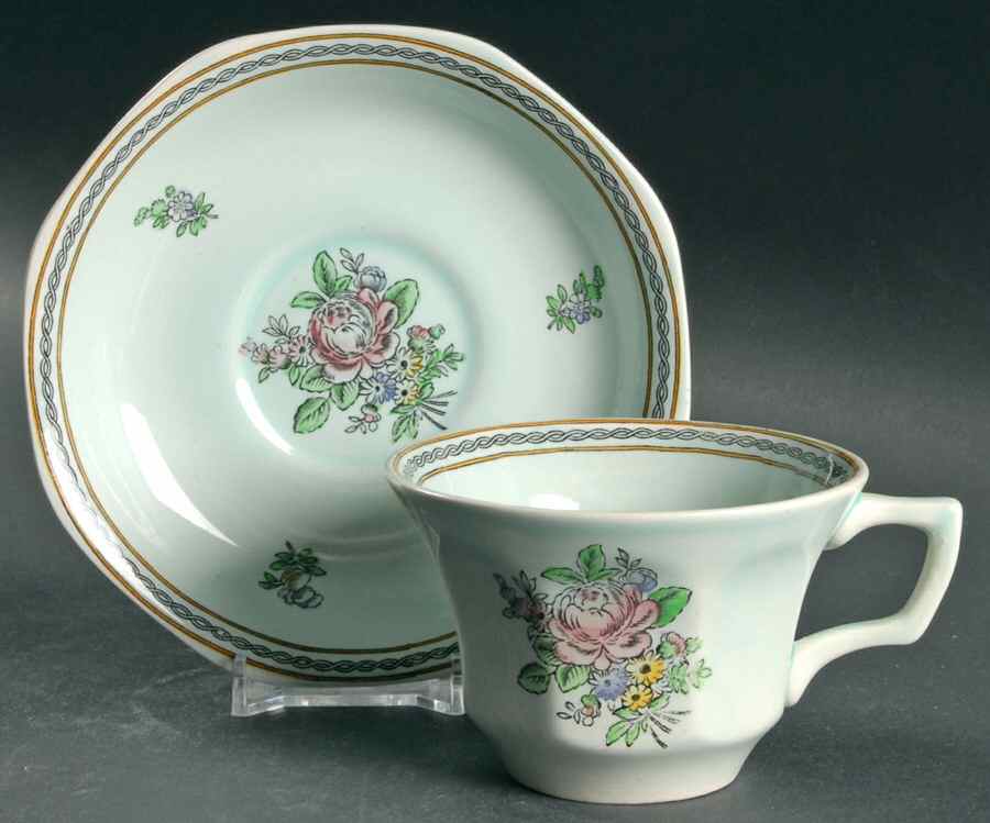 Nanking Flat Cup & Saucer Set by Adams China-1