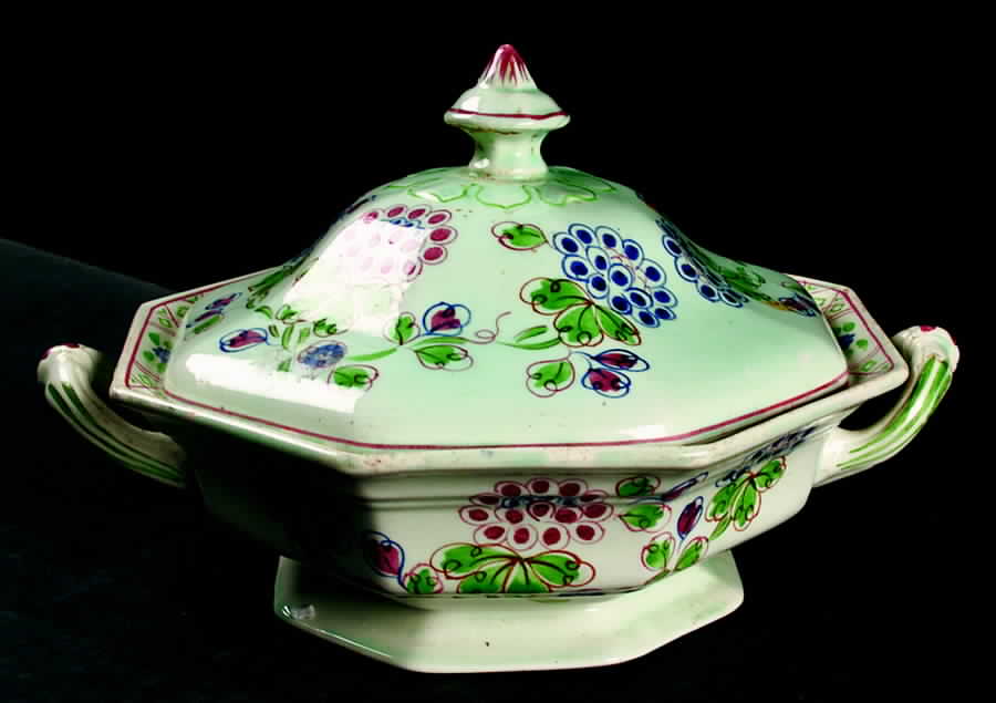 Old Bow Octagonal Covered Vegetable by Adams China-1
