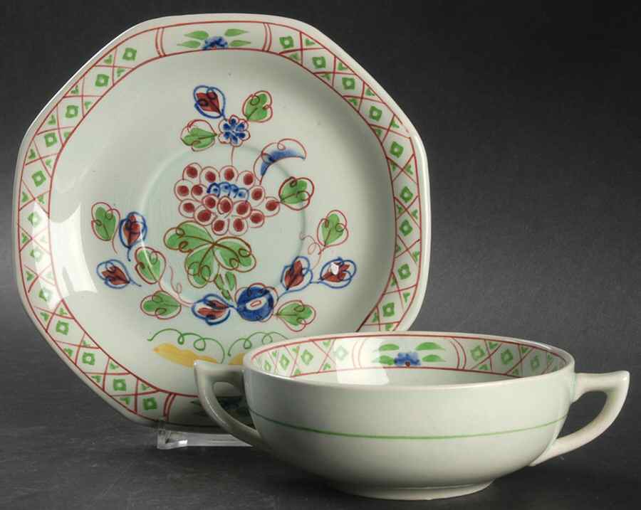 Old Bow Flat Cream Soup Bowl & Saucer Set by Adams China-1