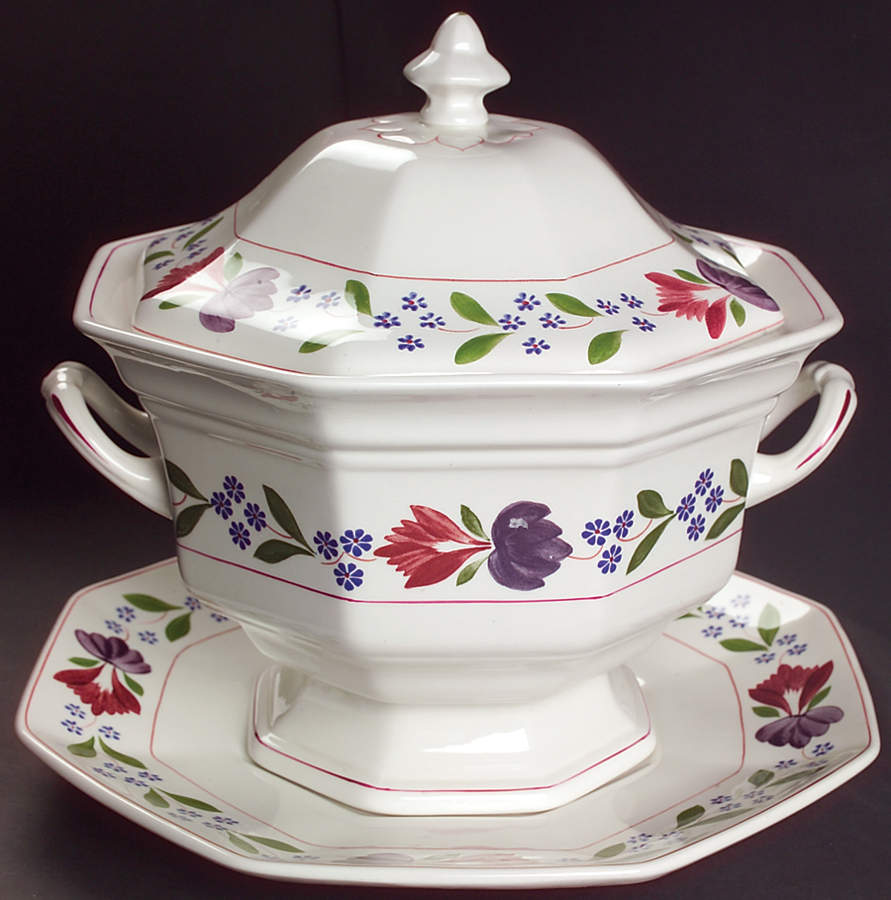 Old Colonial (Newer Backstamp) Tureen & Lid w/Underplate by Adams China-1