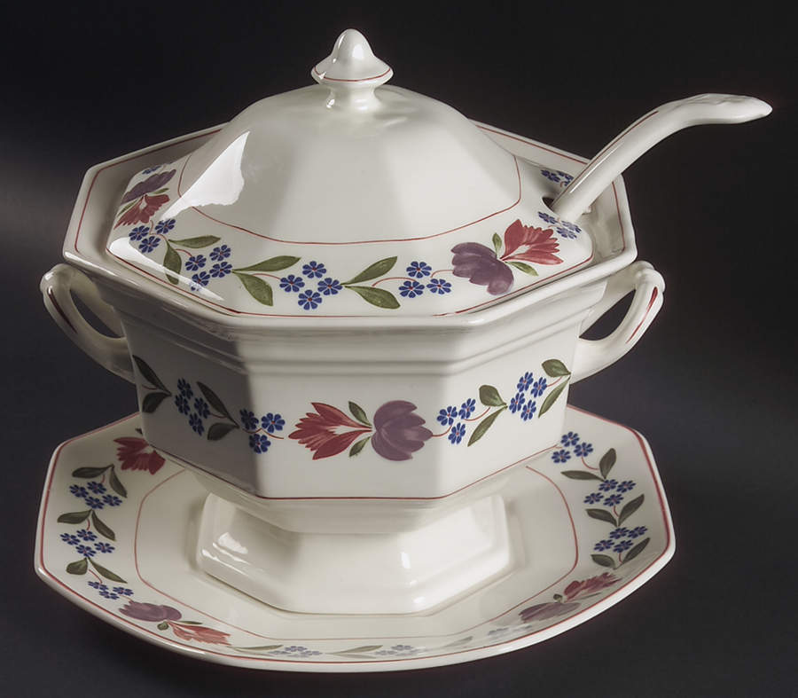 Old Colonial (Newer Backstamp) Tureen & Lid w/Ladle & Underplate by Adams China-1