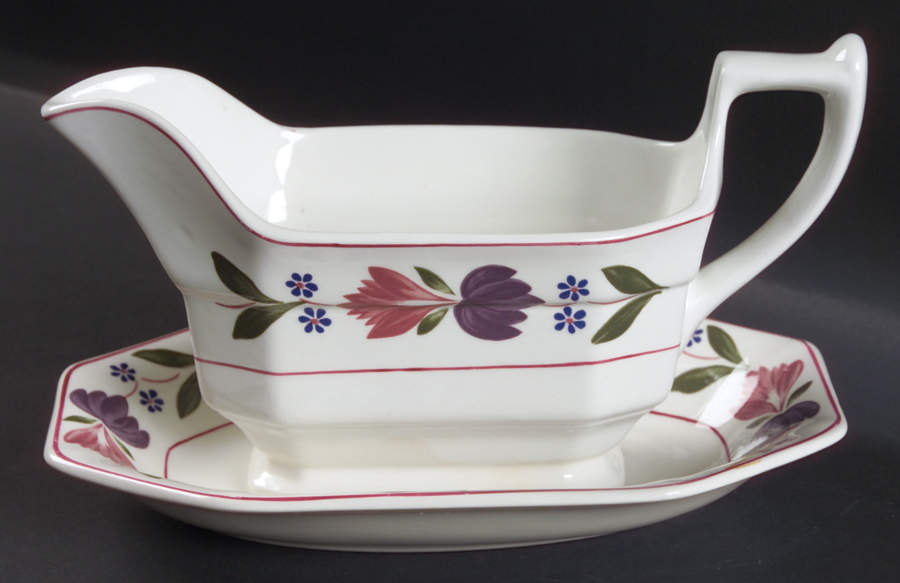 Old Colonial (Newer Backstamp) Gravy Boat & Underplate/Relish by Adams China-1