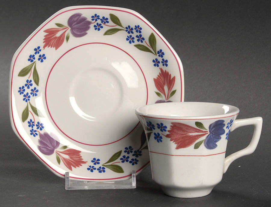 Old Colonial (Newer Backstamp) Flat Demitasse Cup & Saucer Set by Adams China-1