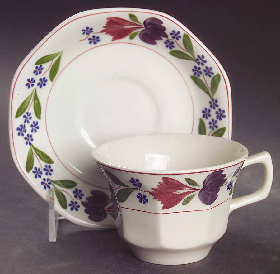 Old Colonial (Newer Backstamp) Flat Cup & Saucer Set by Adams China-1