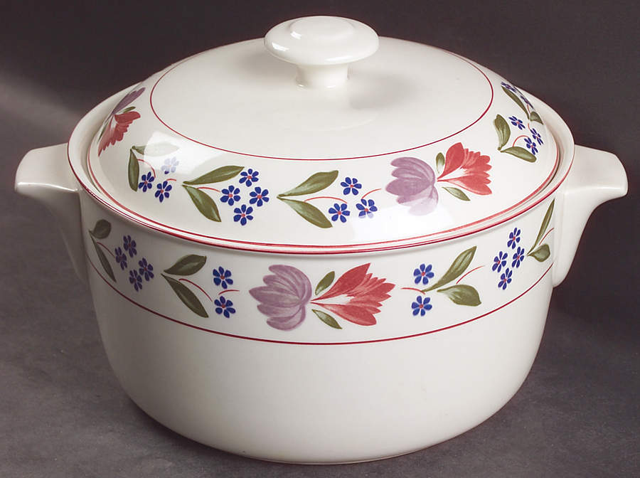Old Colonial (Newer Backstamp) 2 Qt Round Covered Casserole by Adams China-1