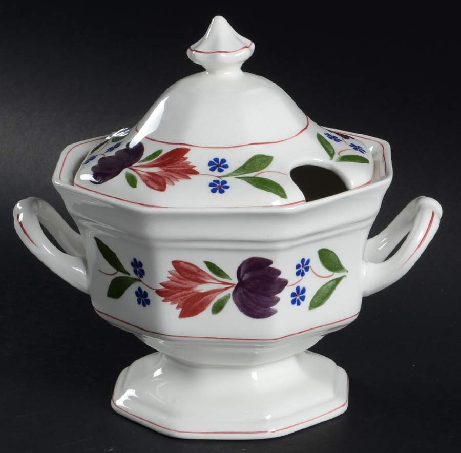 Old Colonial (Newer Backstamp) Sauce Boat & Lid by Adams China-1