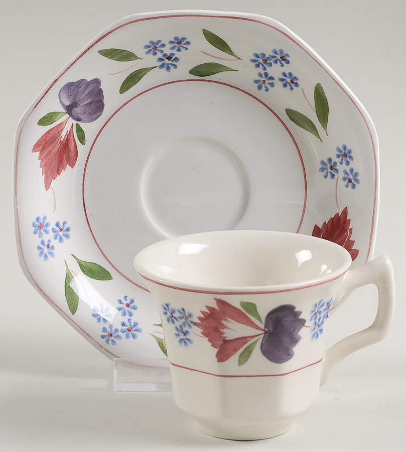 Old Colonial (Older Backstamp) Flat Demitasse Cup & Saucer Set by Adams China-1