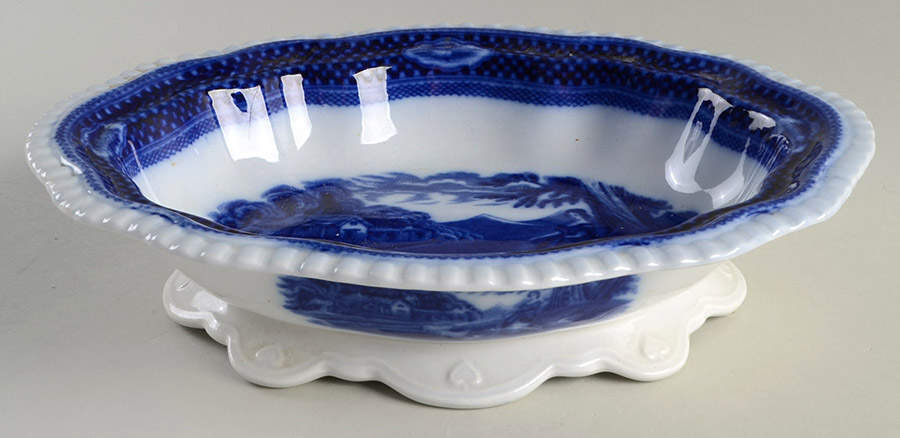 Old English Rural Scenes Blue Multicolor Oval Vegetable No Lid by Adams China-1