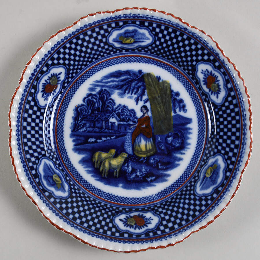 Old English Rural Scenes Blue Multicolor Salad Plate by Adams China-1