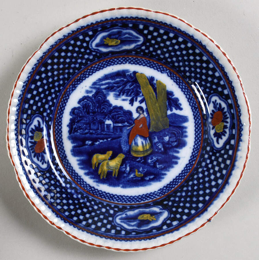 Old English Rural Scenes Blue Multicolor Bread & Butter Plate by Adams China-1