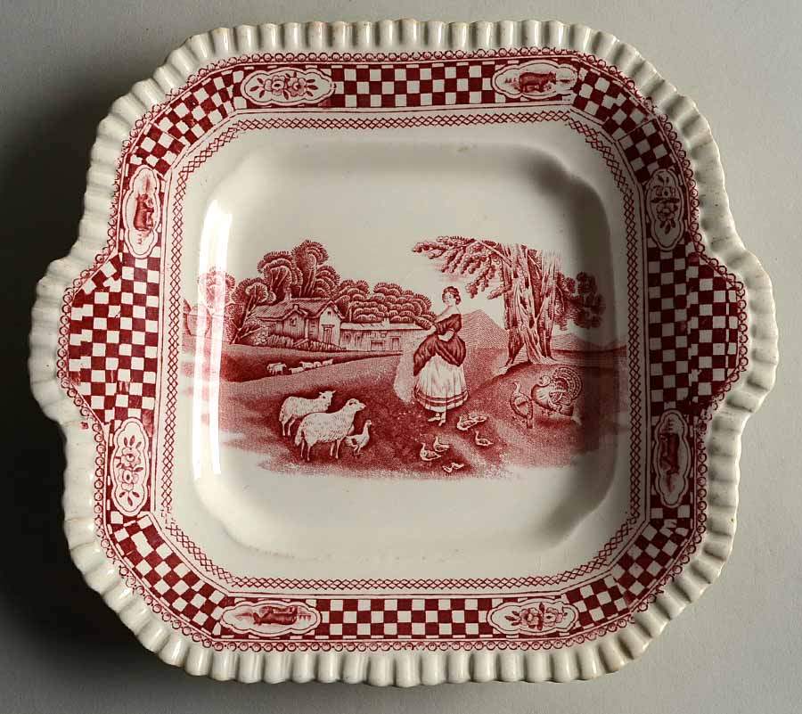 Old English Rural Scenes Square Handled Cake Plate by Adams China-1