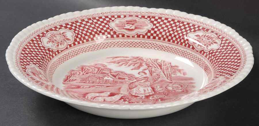 Old English Rural Scenes Large Rim Soup Bowl by Adams China-1