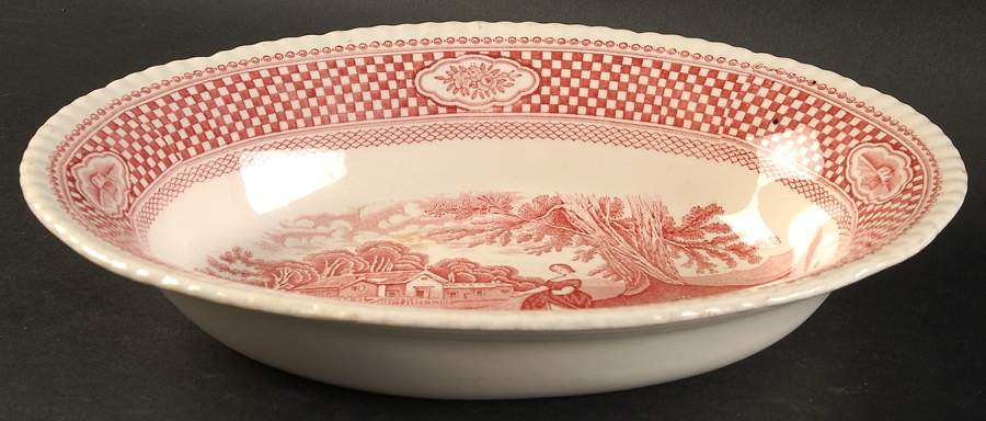 Old English Rural Scenes 9" Oval Vegetable Bowl by Adams China-1