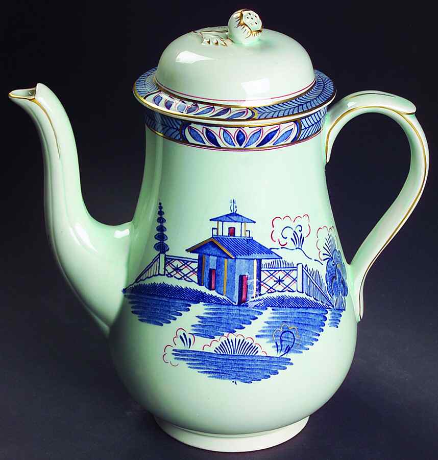 Old Free Hand Coffee Pot & Lid by Adams China-1