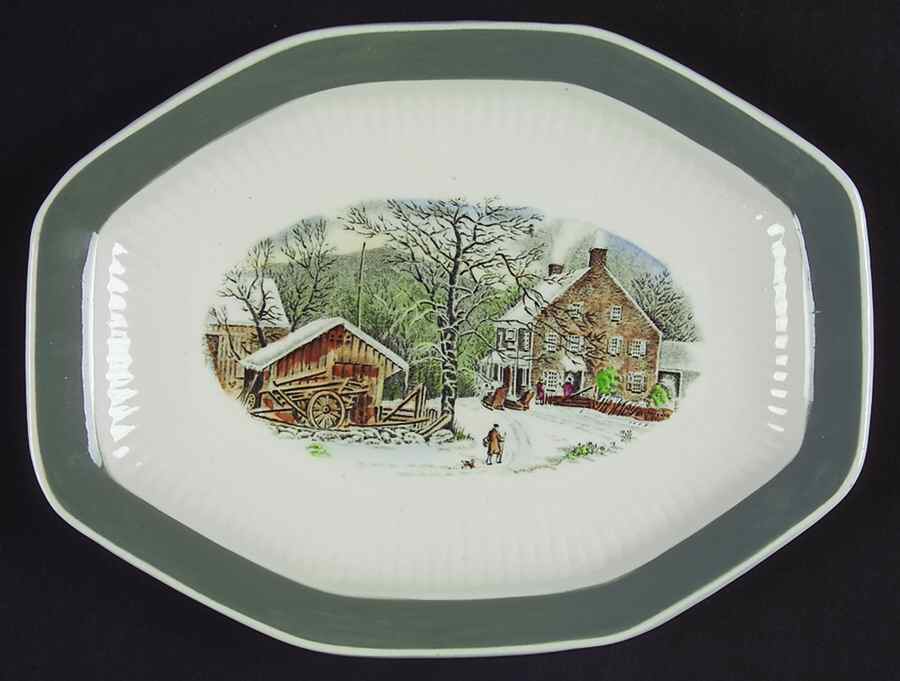 Old Winter Scenes Relish/Gravy Underplate by Adams China-1