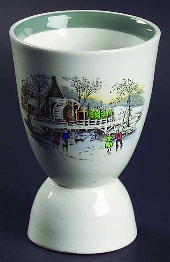 Old Winter Scenes Double Egg Cup by Adams China-1