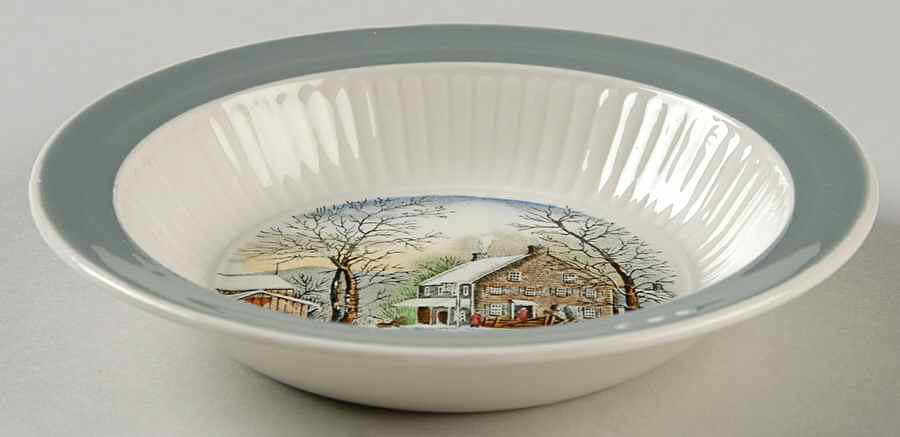 Old Winter Scenes Rim Fruit/Dessert (Sauce) Bowl by Adams China-1