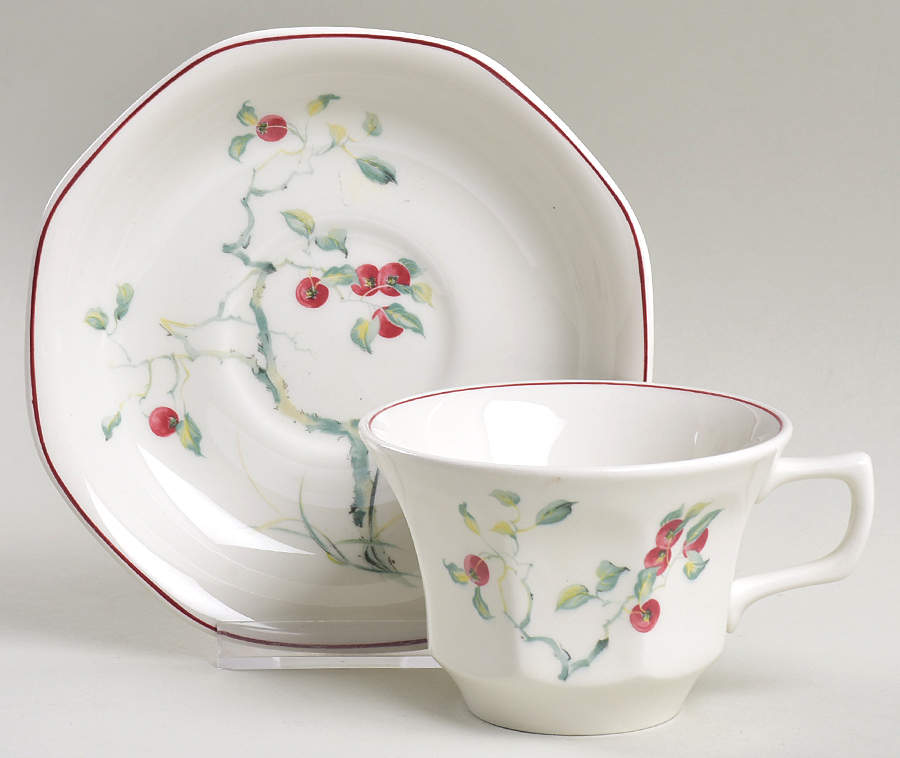 Persimmon Flat Cup & Saucer Set by Adams China-1