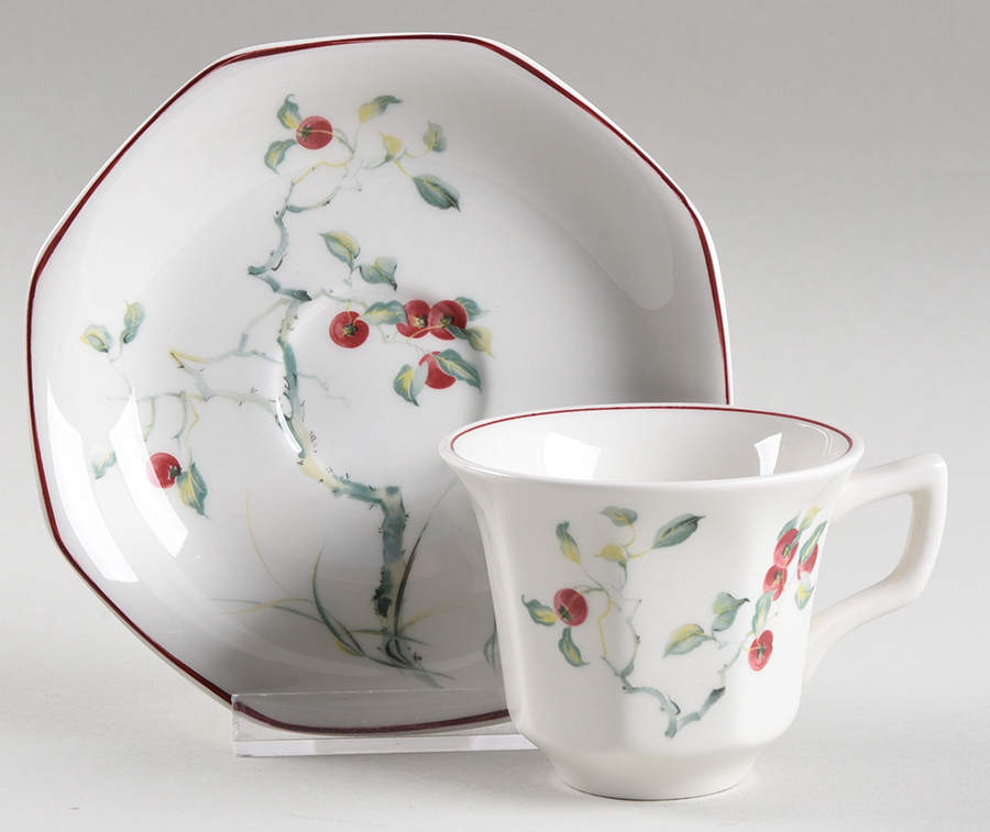 Persimmon Flat Demitasse Cup & Saucer Set by Adams China-1