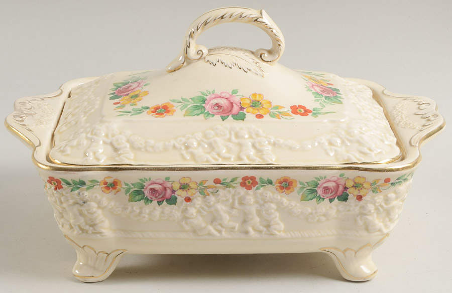 Rose of Italy Rectangular Covered Vegetable by Adams China-1