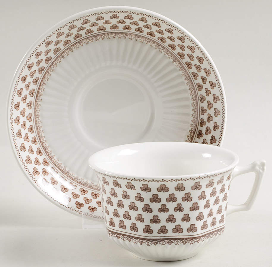 Sharon (Adams Backstamp) Flat Cup & Saucer Set by Adams China-1