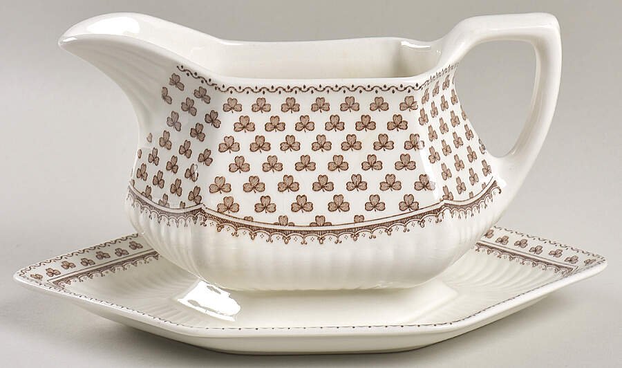 Sharon (Adams Backstamp) Gravy Boat with Attached Underplate by Adams China-1