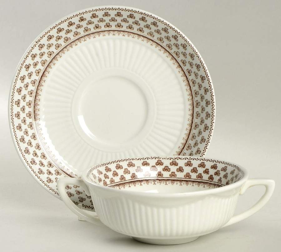 Sharon (Adams Backstamp) Flat Cream Soup Bowl & Saucer Set by Adams China-1