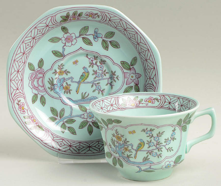 Singapore Bird (Newer Backstamp) Oversized Cup & Saucer Set by Adams China-1