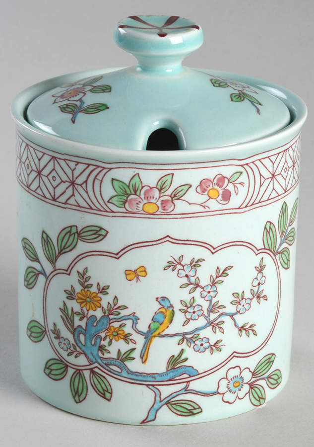 Singapore Bird (Newer Backstamp) Marmalade & Lid by Adams China-1