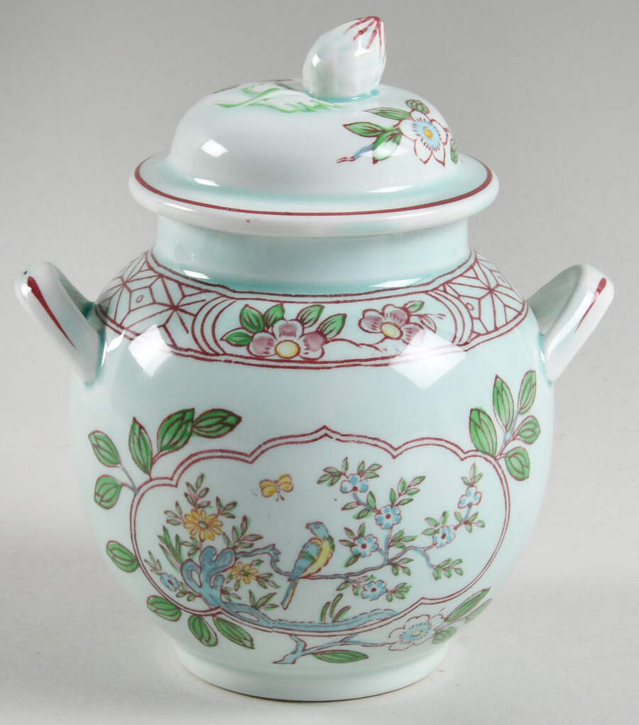 Singapore Bird (Newer Backstamp) Sugar Bowl & Lid by Adams China-1