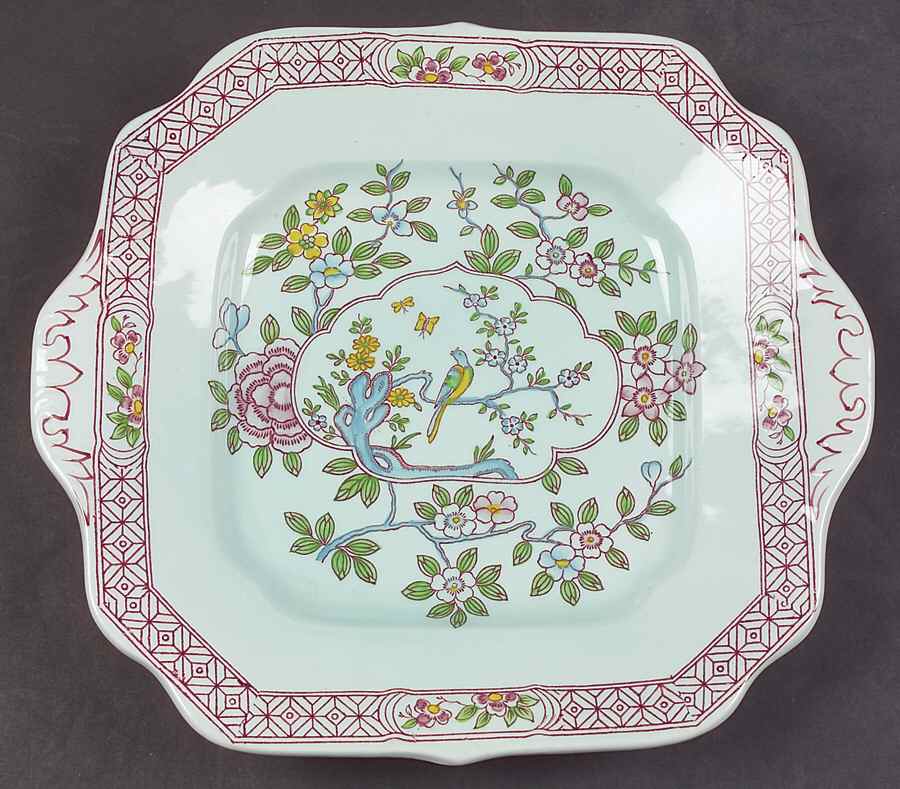 Singapore Bird (Newer Backstamp) Square Handled Cake Plate by Adams China-1