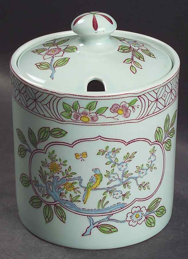 Singapore Bird (Newer Backstamp) Marmalade & Lid by Adams China-1