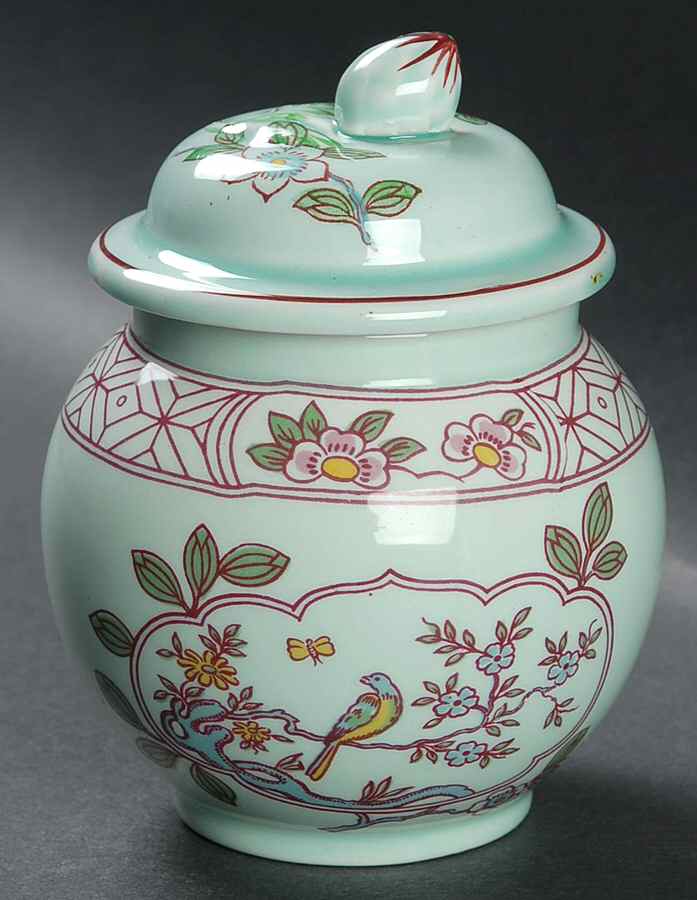 Singapore Bird (Newer Backstamp) Sugar Bowl & Lid by Adams China-1