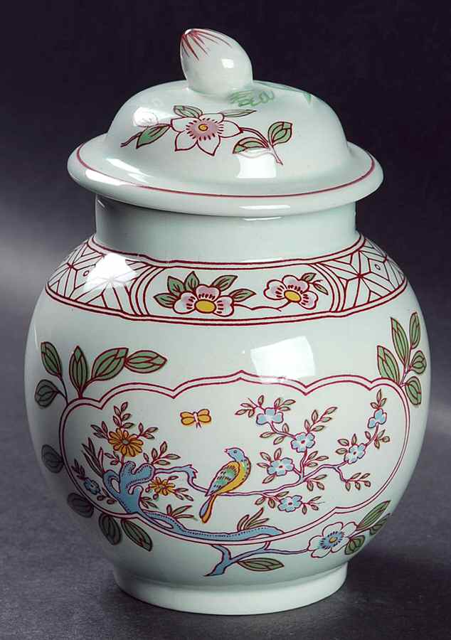 Singapore Bird (Newer Backstamp) Sugar Bowl & Lid by Adams China-1