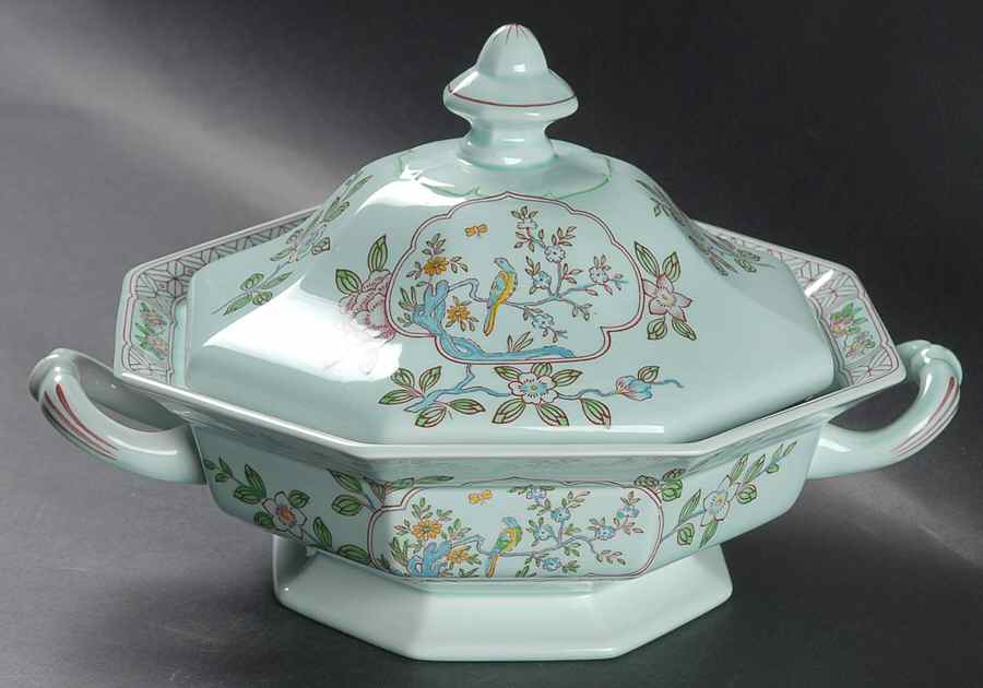 Singapore Bird (Newer Backstamp) Round Covered Vegetable by Adams China-1