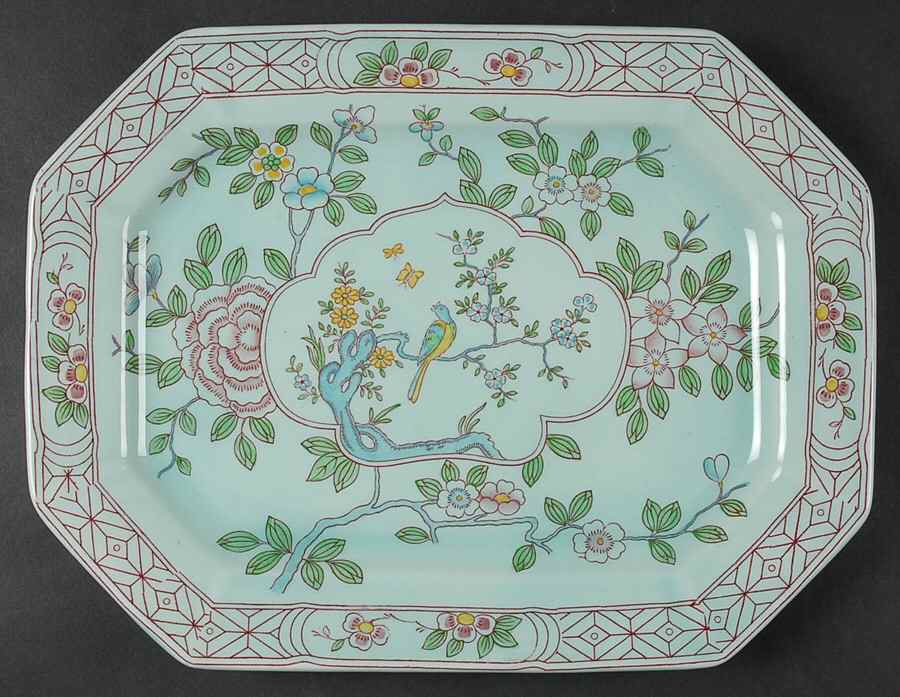 Singapore Bird (Newer Backstamp) 12" Oval Serving Platter by Adams China-1