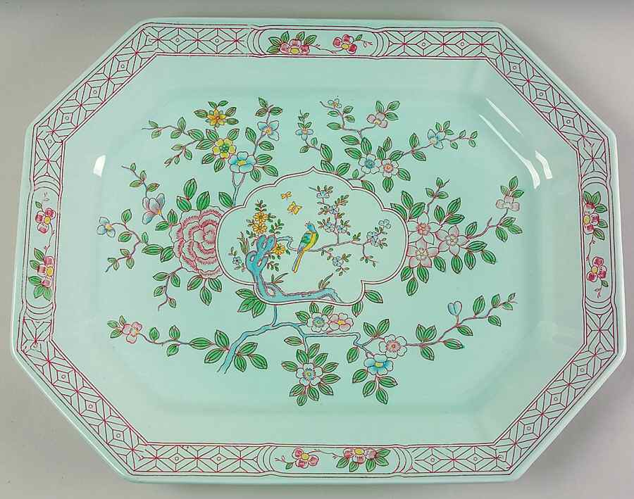 Singapore Bird (Newer Backstamp) 16" Oval Serving Platter by Adams China-1