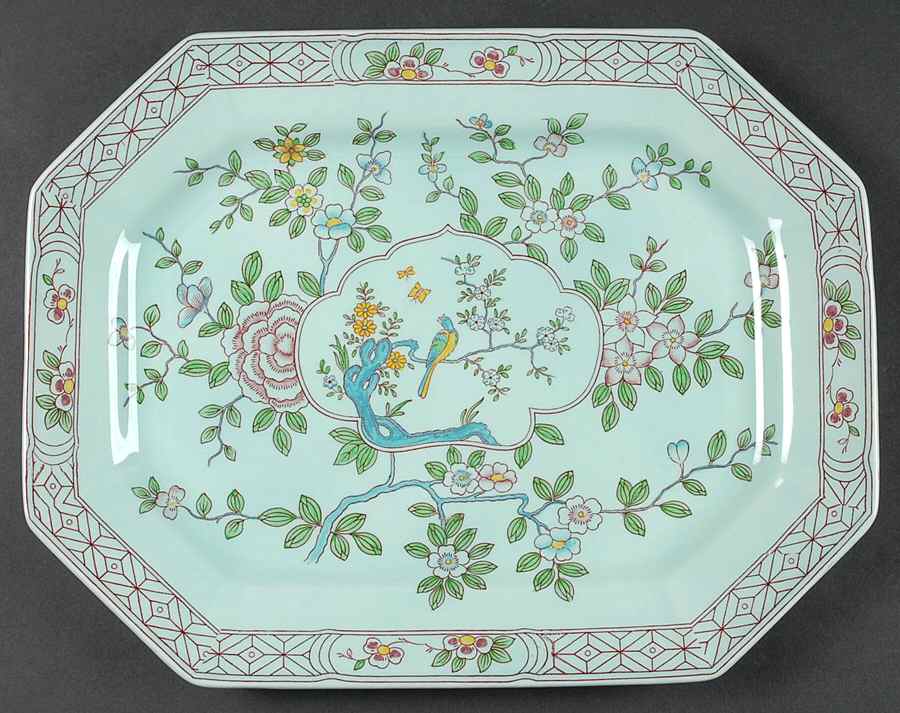 Singapore Bird (Newer Backstamp) 14" Oval Serving Platter by Adams China-1