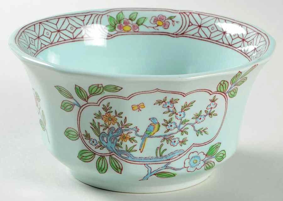 Singapore Bird (Newer Backstamp) Cranberry Bowl by Adams China-1