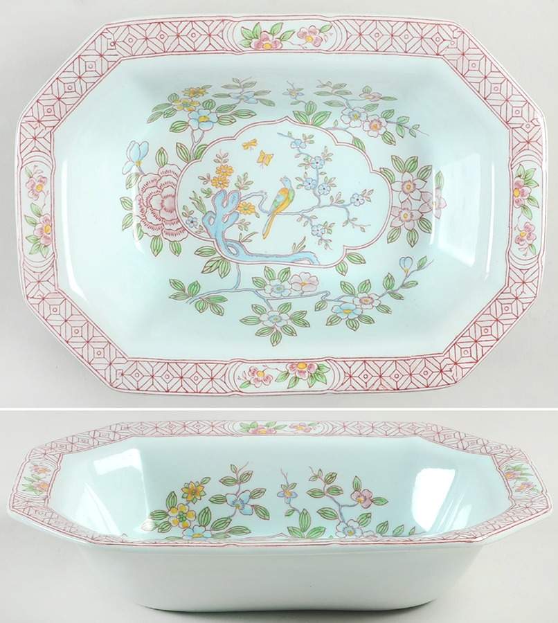 Singapore Bird (Older Backstamp) 9" Oval Vegetable Bowl by Adams China-1