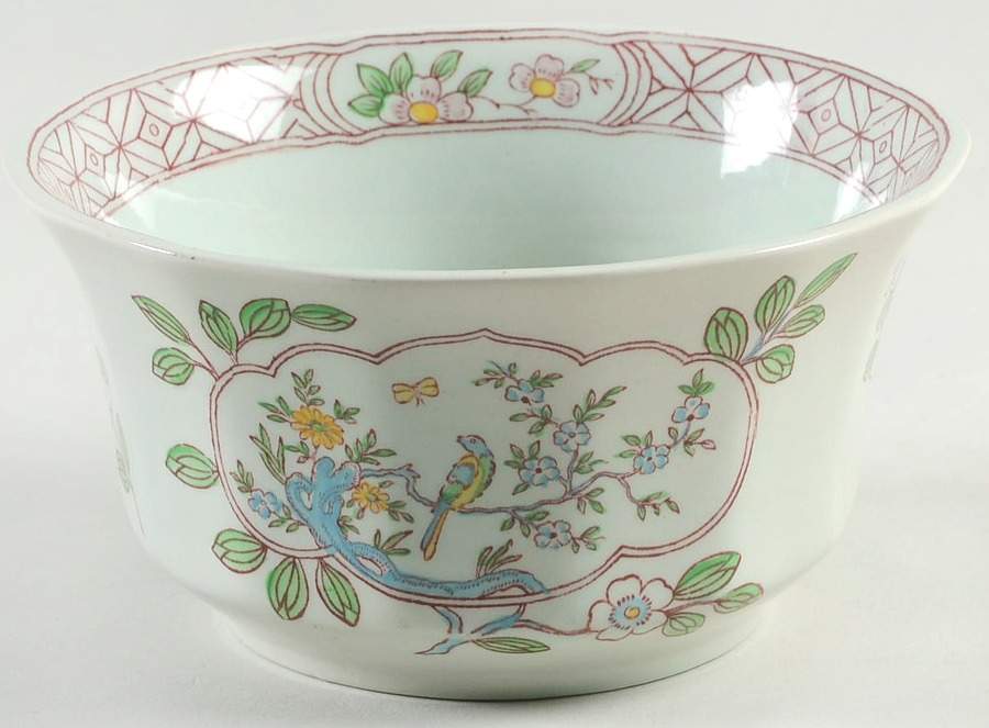 Singapore Bird (Older Backstamp) Cranberry Bowl by Adams China-1