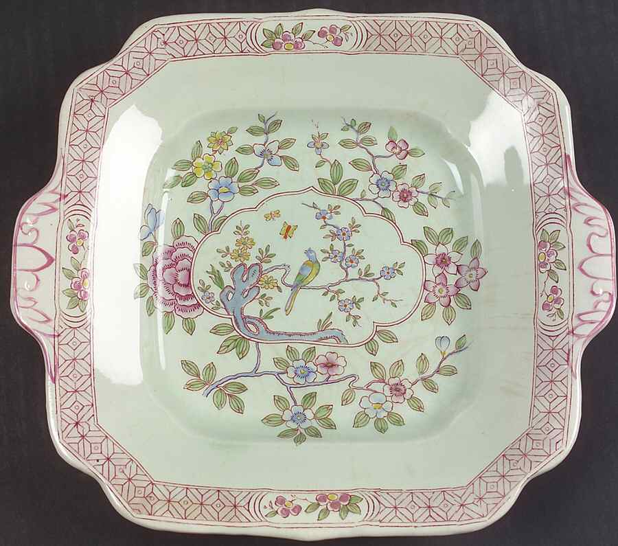 Singapore Bird (Older Backstamp) Square Handled Cake Plate by Adams China-1