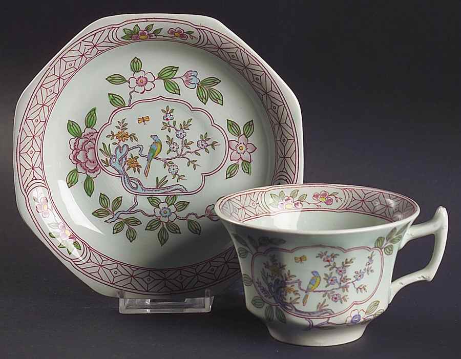 Singapore Bird (Older Backstamp) Oversized Cup & Saucer Set by Adams China-1