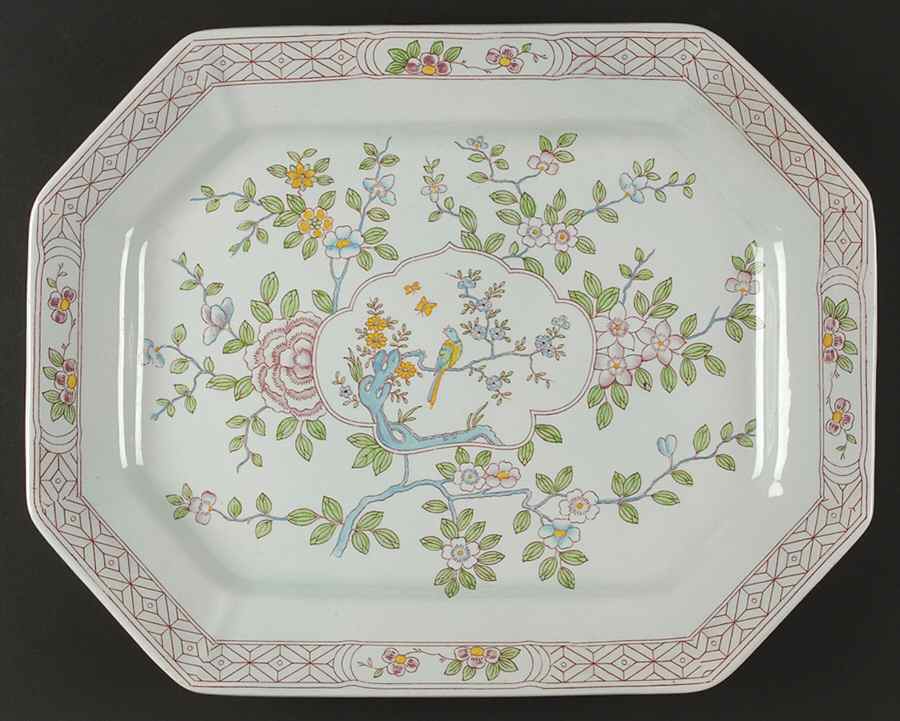 Singapore Bird (Older Backstamp) 15" Oval Serving Platter by Adams China-1