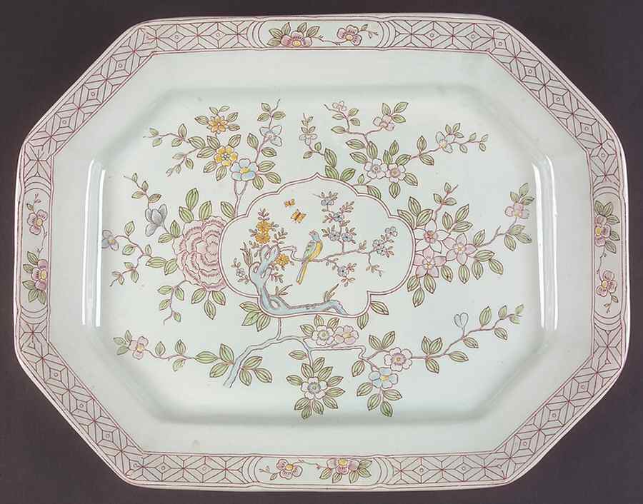 Singapore Bird (Older Backstamp) 16" Oval Serving Platter by Adams China-1