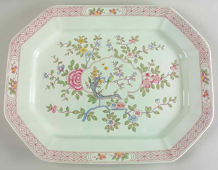 Singapore Bird (Older Backstamp) 17" Oval Serving Platter by Adams China-1